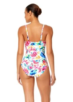 Women's Watercolor Paisley V-Wire One Piece Swimsuit(Womens Watercolor Paisley V Wire One Piece Swimsuit) -ANNE COLE Shop 25MO07070 MULT 1545 BACK