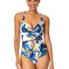 Women's Riviera Floral Underwire Surplice One Piece Swimsuit(Womens Riviera Floral Underwire Surplice One Piece Swimsuit)