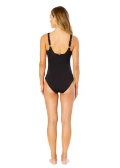 Women's Live In Color Square Neck Shirred One Piece Swimsuit(Womens Live In Color Square Neck Shirred One Piece Swimsuit) -ANNE COLE Shop 25MO08001 BLK NoireBlack 085