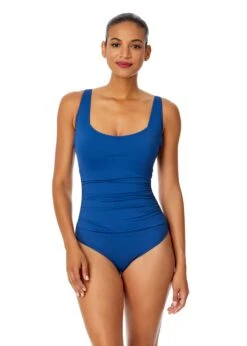 Women's Live In Color Square Neck Shirred One Piece Swimsuit(Womens Live In Color Square Neck Shirred One Piece Swimsuit 1)