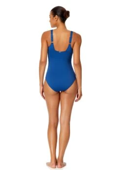 Women's Live In Color Square Neck Shirred One Piece Swimsuit(Womens Live In Color Square Neck Shirred One Piece Swimsuit 1) -ANNE COLE Shop 25MO08001 SLB SlateBlue 962