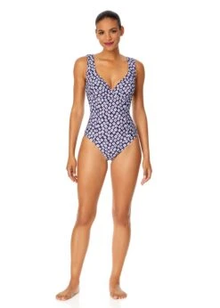 Women's Shibori Geo Underwire Panel One Piece Swimsuit(Womens Shibori Geo Underwire Panel One Piece Swimsuit) -ANNE COLE Shop 25MO08575 BLPR 1027