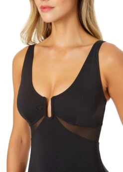Women's Mesh Around U Ring Mesh Insert One Piece Swimsuit(Womens Mesh Around U Ring Mesh Insert One Piece Swimsuit 1) -ANNE COLE Shop 25MO08601 BLK 938