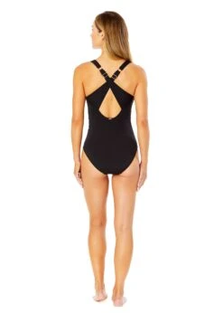 Women's Live In Color V Neck Cross Back One Piece Swimsuit(Womens Live In Color V Neck Cross Back One Piece Swimsuit) -ANNE COLE Shop 25MO09101 BLK NoireBlack 286