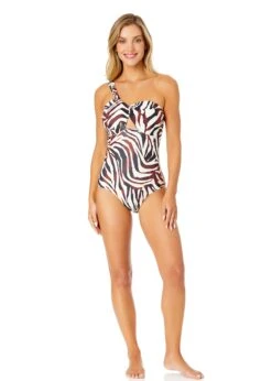 Women's Tiger Dance Asymmetrical One Piece Swimsuit(Womens Tiger Dance Asymmetrical One Piece Swimsuit) -ANNE COLE Shop 25MO09393 MULT 1672