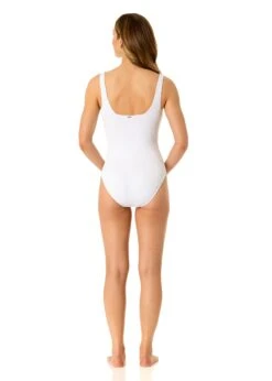 Women's Live In Color Textured Classic Square Neck One Piece Swimsuit(Womens Live In Color Textured Classic Square Neck One Piece Swimsuit 4) 9 Women's Live In Color Textured Classic Square Neck One Piece Swimsuit(Womens Live In Color Textured Classic Square Neck One Piece Swimsuit 4) -ANNE COLE Shop 25MO10001 WHITE 682