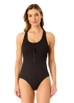 Women's Live In Color Textured Scoop Neck Front Racerback One Piece Swimsuit(Womens Live In Color Textured Scoop Neck Front Racerback One Piece Swimsuit)