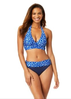 Women's Denim Dot Halter Bikini Top(Womens Denim Dot Halter Bikini Top)