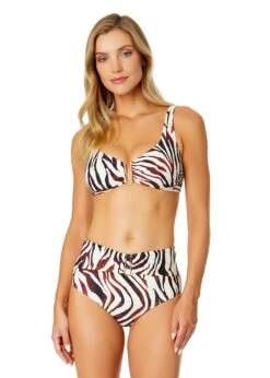 Women's Tiger Dance Ring Front Bikini Swim Top(Womens Tiger Dance Ring Front Bikini Swim Top)