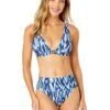 Women's Tie Dye Ikat Ring Plunge Triangle Bikini Swim Top(Womens Tie Dye Ikat Ring Plunge Triangle Bikini Swim Top) -ANNE COLE Shop 25MT14668 BLWH 25MB37468 BLWH 1108 FRONT