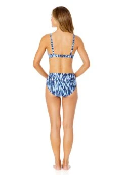 Women's Tie Dye Ikat Ring Plunge Triangle Bikini Swim Top(Womens Tie Dye Ikat Ring Plunge Triangle Bikini Swim Top) -ANNE COLE Shop 25MT14668 BLWH 25MB37468 BLWH 1130