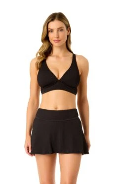 Women's Live In Color Textured Shirred Soft Band Bralette Bikini Swim Top(Womens Live In Color Textured Shirred Soft Band Bralette Bikini Swim Top)