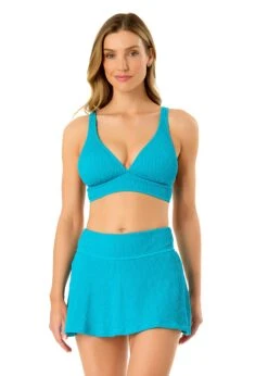 Women's Live In Color Textured Shirred Soft Band Bralette Bikini Swim Top(Womens Live In Color Textured Shirred Soft Band Bralette Bikini Swim Top 3)