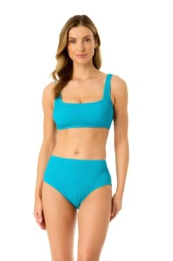 Women's Live In Color Textured Classic Square Neck Bralette Bikini Swim Top(Womens Live In Color Textured Classic Square Neck Bralette Bikini Swim Top 1)