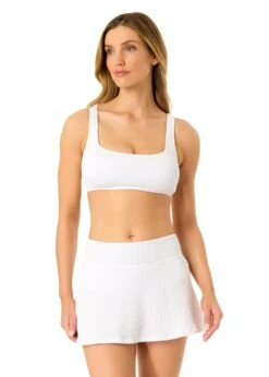 Women's Live In Color Textured Classic Square Neck Bralette Bikini Swim Top(Womens Live In Color Textured Classic Square Neck Bralette Bikini Swim Top 2)