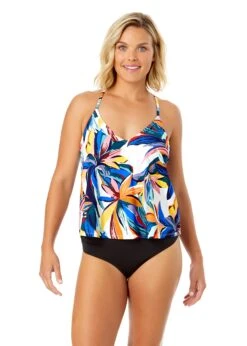 Women's Riviera Floral Easy Triangle Tankini Swim Top(Womens Riviera Floral Easy Triangle Tankini Swim Top)
