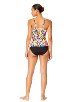 Women's Gradient Floral Twist Front Underwire Tankini Swim Top(Womens Gradient Floral Twist Front Underwire Tankini Swim Top) -ANNE COLE Shop 25MT23313 MULT MYMB36001 BLK 2127