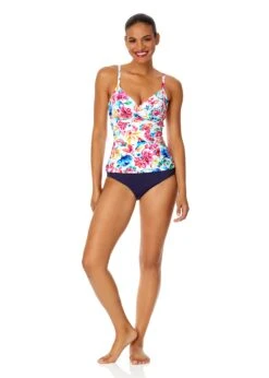 Women's Watercolor Paisley Twist Front Underwire Tankini Swim Top(Womens Watercolor Paisley Twist Front Underwire Tankini Swim Top) -ANNE COLE Shop 25MT23370 MULT MYMB36001 NAVY 1264