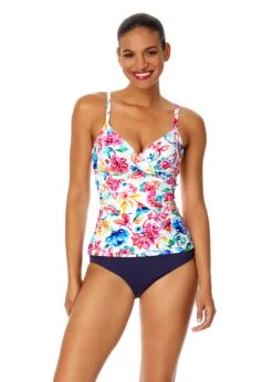 Women's Watercolor Paisley Twist Front Underwire Tankini Swim Top(Womens Watercolor Paisley Twist Front Underwire Tankini Swim Top)