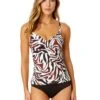 Women's Tiger Dance Twist Front Underwire Tankini Swim Top(Womens Tiger Dance Twist Front Underwire Tankini Swim Top)