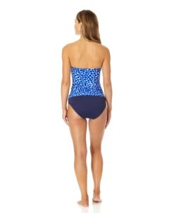 Women's Denim Dot Twist Front Bandeaukini Swim Top(Womens Denim Dot Twist Front Bandeaukini Swim Top) -ANNE COLE Shop 25MT25012 DEPR MYMB36001 NAVY 200