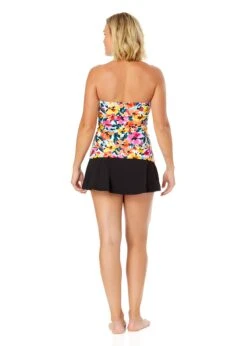 Women's Gradient Floral Twist Front Bandeaukini Swim Top(Womens Gradient Floral Twist Front Bandeaukini Swim Top) 11 Women's Gradient Floral Twist Front Bandeaukini Swim Top(Womens Gradient Floral Twist Front Bandeaukini Swim Top) -ANNE COLE Shop 25MT25013 MULT MYMB42001 BLK 1396