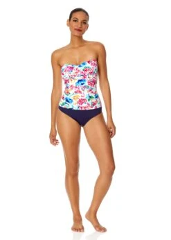 Women's Watercolor Paisley Twist Front Bandeaukini Swim Top(Womens Watercolor Paisley Twist Front Bandeaukini Swim Top) 10 Women's Watercolor Paisley Twist Front Bandeaukini Swim Top(Womens Watercolor Paisley Twist Front Bandeaukini Swim Top) -ANNE COLE Shop 25MT25070 MULT MYMB36001 NAVY 1314