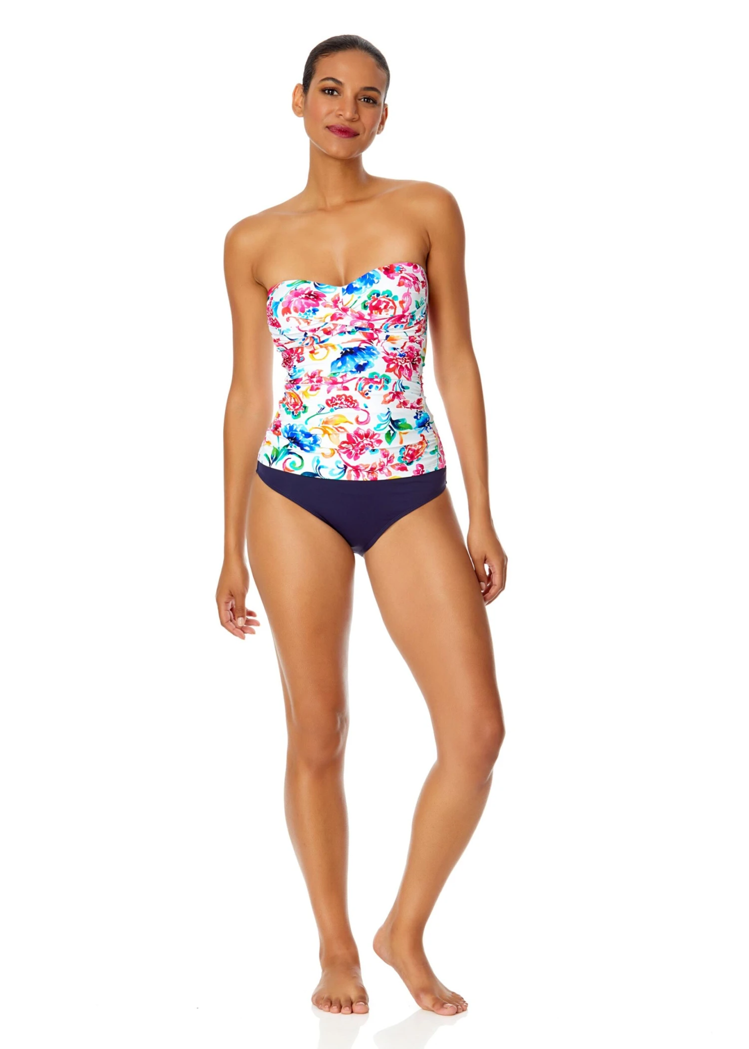 Women's Watercolor Paisley Twist Front Bandeaukini Swim Top(Womens Watercolor Paisley Twist Front Bandeaukini Swim Top) 6 Women's Watercolor Paisley Twist Front Bandeaukini Swim Top(Womens Watercolor Paisley Twist Front Bandeaukini Swim Top) - Image 4