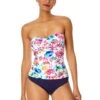 Women's Watercolor Paisley Twist Front Bandeaukini Swim Top(Womens Watercolor Paisley Twist Front Bandeaukini Swim Top) -ANNE COLE Shop 25MT25070 MULT MYMB36001 NAVY 1314 FRONT