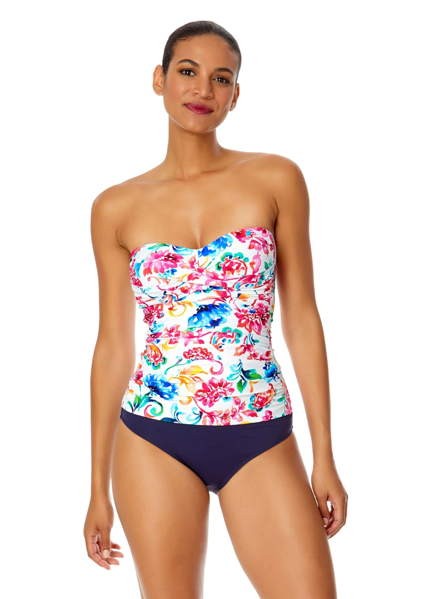 Women's Watercolor Paisley Twist Front Bandeaukini Swim Top(Womens Watercolor Paisley Twist Front Bandeaukini Swim Top) 3 Women's Watercolor Paisley Twist Front Bandeaukini Swim Top(Womens Watercolor Paisley Twist Front Bandeaukini Swim Top)