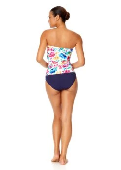 Women's Watercolor Paisley Twist Front Bandeaukini Swim Top(Womens Watercolor Paisley Twist Front Bandeaukini Swim Top) 11 Women's Watercolor Paisley Twist Front Bandeaukini Swim Top(Womens Watercolor Paisley Twist Front Bandeaukini Swim Top) -ANNE COLE Shop 25MT25070 MULT MYMB36001 NAVY 1341