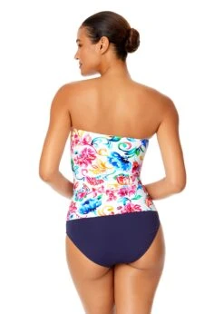 Women's Watercolor Paisley Twist Front Bandeaukini Swim Top(Womens Watercolor Paisley Twist Front Bandeaukini Swim Top) 9 Women's Watercolor Paisley Twist Front Bandeaukini Swim Top(Womens Watercolor Paisley Twist Front Bandeaukini Swim Top) -ANNE COLE Shop 25MT25070 MULT MYMB36001 NAVY 1341 BACK