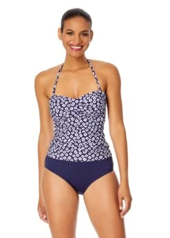Women's Shibori Geo Twist Front Bandeaukini Swim Top(Womens Shibori Geo Twist Front Bandeaukini Swim Top)