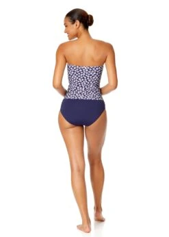 Women's Shibori Geo Twist Front Bandeaukini Swim Top(Womens Shibori Geo Twist Front Bandeaukini Swim Top) -ANNE COLE Shop 25MT25075 BLPR MYMB36001 NAVY 881