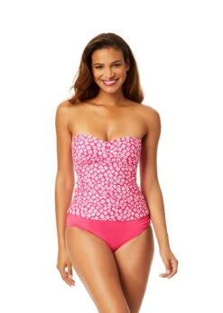 Women's Shibori Geo Twist Front Bandeaukini Swim Top(Womens Shibori Geo Twist Front Bandeaukini Swim Top 1)