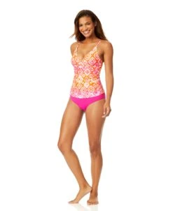 Women's Tie Dye Foulard Hidden Underwire Drape Front Tankini Swim Top(Womens Tie Dye Foulard Hidden Underwire Drape Front Tankini Swim Top) -ANNE COLE Shop 25MT25710 MULT MYMB36001 HBCU 068