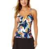Women's Riviera Floral Hidden Underwire Drape Front Tankini Swim Top(Womens Riviera Floral Hidden Underwire Drape Front Tankini Swim Top) -ANNE COLE Shop 25MT25715 MULT MYMB41401 BLK 376 FRONT