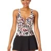 Women's Tiger Dance Ring Front Tankini Swim Top(Womens Tiger Dance Ring Front Tankini Swim Top) -ANNE COLE Shop 25MT26293 MULT MYMB41401 BLK 198 FRONT
