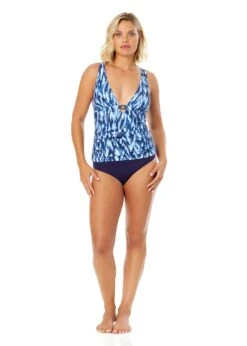 Women's Tie Dye Ikat Ring Plunge Tankini Swim Top(Womens Tie Dye Ikat Ring Plunge Tankini Swim Top) 8 Women's Tie Dye Ikat Ring Plunge Tankini Swim Top(Womens Tie Dye Ikat Ring Plunge Tankini Swim Top) -ANNE COLE Shop 25MT26368 BLWH MYMB36001NAVY 2665