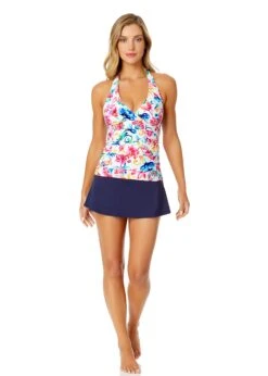 Women's Watercolor Paisley Marilyn Halter Tankini Swim Top(Womens Watercolor Paisley Marilyn Halter Tankini Swim Top) -ANNE COLE Shop 25MT26470 MULT MYMB41401 NAVY 794