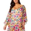 Women's Plus Gradient Floral Flounce V Neck Tunic Swimsuit Cover Up(Womens Plus Gradient Floral Flounce V Neck Tunic Swimsuit Cover Up) 2 Women's Plus Gradient Floral Flounce V Neck Tunic Swimsuit Cover Up(Womens Plus Gradient Floral Flounce V Neck Tunic Swimsuit Cover Up) -ANNE COLE Shop 25PC51013 MULT 1637 FRONT