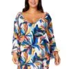 Women's Plus Riviera Floral Flounce V Neck Tunic Swimsuit Cover Up(Womens Plus Riviera Floral Flounce V Neck Tunic Swimsuit Cover Up) 2 Women's Plus Riviera Floral Flounce V Neck Tunic Swimsuit Cover Up(Womens Plus Riviera Floral Flounce V Neck Tunic Swimsuit Cover Up) -ANNE COLE Shop 25PC51015 MULT 3061 FRONT