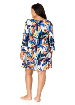 Women's Plus Riviera Floral Flounce V Neck Tunic Swimsuit Cover Up(Womens Plus Riviera Floral Flounce V Neck Tunic Swimsuit Cover Up) 9 Women's Plus Riviera Floral Flounce V Neck Tunic Swimsuit Cover Up(Womens Plus Riviera Floral Flounce V Neck Tunic Swimsuit Cover Up) -ANNE COLE Shop 25PC51015 MULT 3078