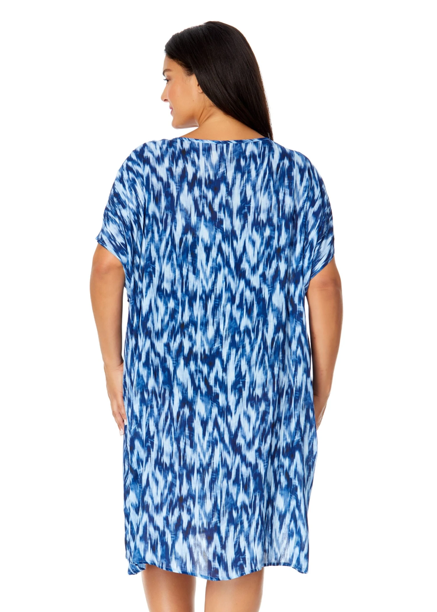 Women's Plus Tie Dye Ikat Easy Tunic Swimsuit Cover Up(Womens Plus Tie Dye Ikat Easy Tunic Swimsuit Cover Up) 3 Women's Plus Tie Dye Ikat Easy Tunic Swimsuit Cover Up(Womens Plus Tie Dye Ikat Easy Tunic Swimsuit Cover Up) - Image 2