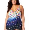 Women's Plus Gradient Floral Swim Dress With Skirted Bottom(Womens Plus Gradient Floral Swim Dress With Skirted Bottom) -ANNE COLE Shop 25PD61014 MULT 764 FRONT