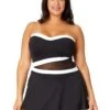 Women's Plus Mesh Around Paneled Strapless Mesh Swim Dress(Womens Plus Mesh Around Paneled Strapless Mesh Swim Dress) -ANNE COLE Shop 25PD61901 BLK 2705 FRONT