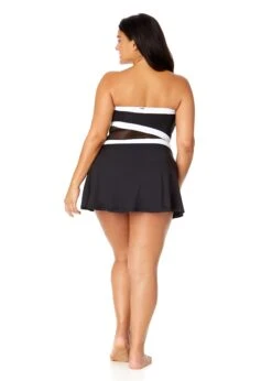 Women's Plus Mesh Around Paneled Strapless Mesh Swim Dress(Womens Plus Mesh Around Paneled Strapless Mesh Swim Dress) -ANNE COLE Shop 25PD61901 BLK 2725