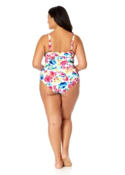 Women's Plus Watercolor Paisley V-Wire One Piece Swimsuit(Womens Plus Watercolor Paisley V Wire One Piece Swimsuit) -ANNE COLE Shop 25PO07070 MULT 2558