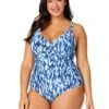 Women's Plus Tie Dye Ikat Hidden Underwire Drape Front One Piece Swimsuit(Womens Plus Tie Dye Ikat Hidden Underwire Drape Front One Piece Swimsuit) 1 Women's Plus Tie Dye Ikat Hidden Underwire Drape Front One Piece Swimsuit(Womens Plus Tie Dye Ikat Hidden Underwire Drape Front One Piece Swimsuit) -ANNE COLE Shop 25PO08768 BLWH 3007 FRONT