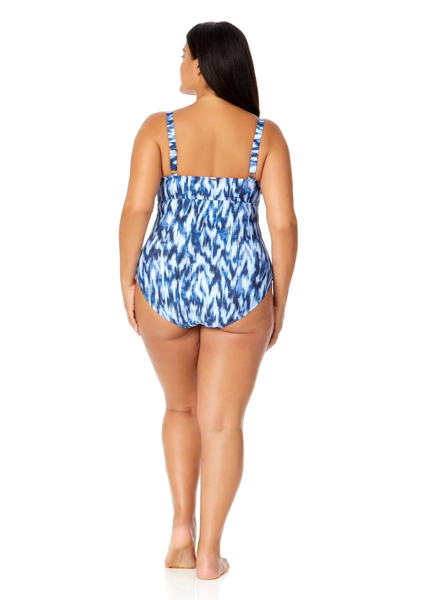 Women's Plus Tie Dye Ikat Hidden Underwire Drape Front One Piece Swimsuit(Womens Plus Tie Dye Ikat Hidden Underwire Drape Front One Piece Swimsuit) 8 Women's Plus Tie Dye Ikat Hidden Underwire Drape Front One Piece Swimsuit(Womens Plus Tie Dye Ikat Hidden Underwire Drape Front One Piece Swimsuit) - Image 6